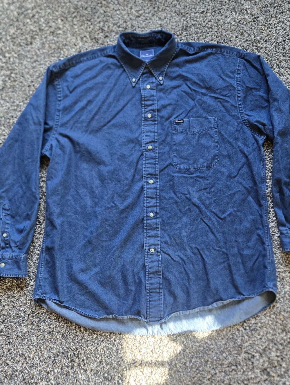 Façonnable Faconnable Chambray Denim Button-Down Shirt Blue Long Sleeve Mens XXL